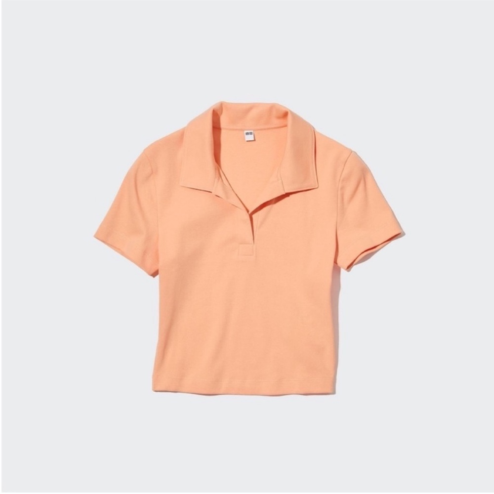 Uniqlo Orange Fitted Crop Polo Shirt